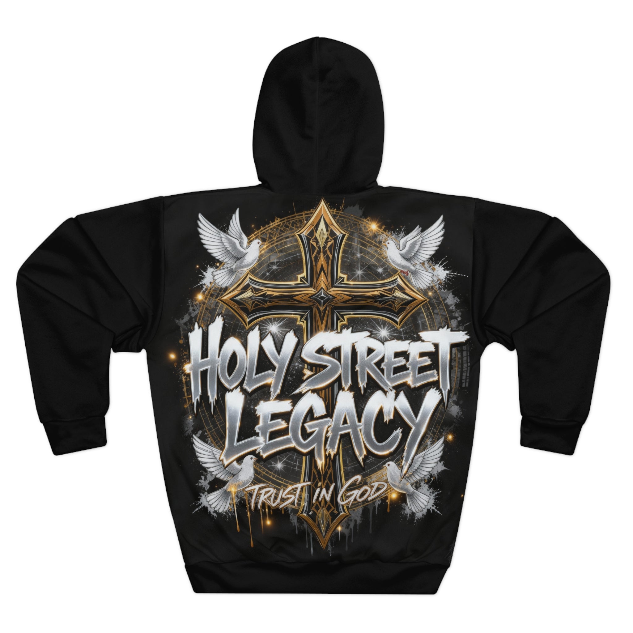 Holy Street Legacy Unisex Pullover Hoodie, Faith-Inspired Fashion, Cross Design, Perfect for Gifts, Spiritual Wear, Stylish Everyday Comfort