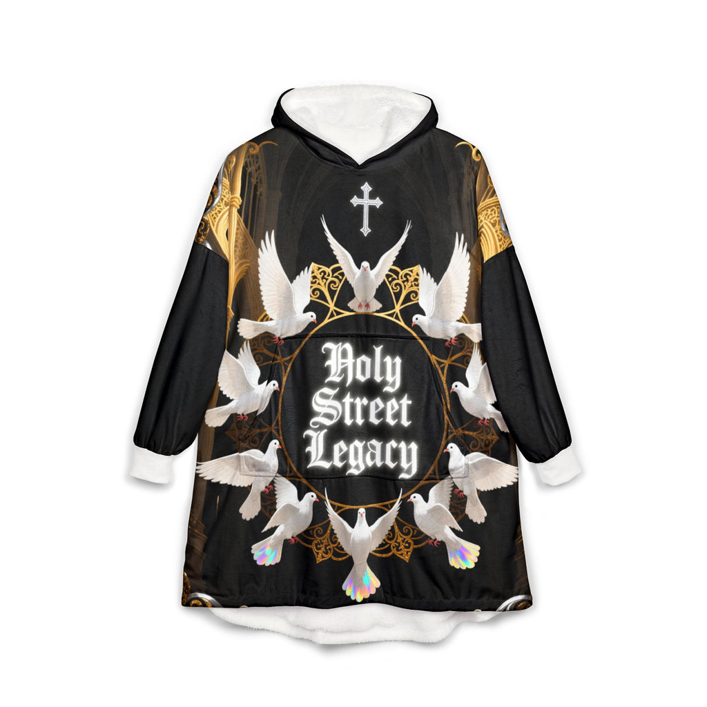 Hooded Blanket — 'Holy Street Legacy' Dove & Cross Cozy Wearable Throw