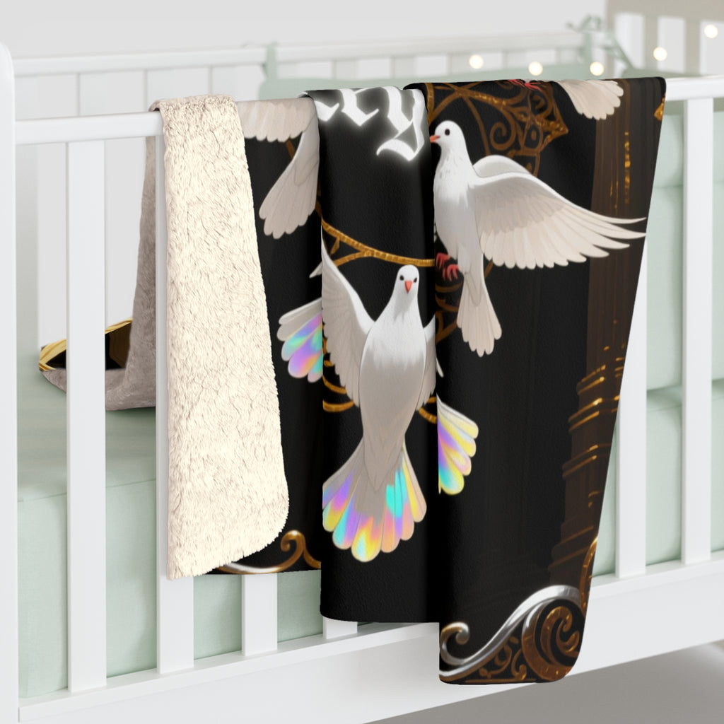 Holy Street Legacy doves Sherpa Blanket | Religious Gothic Church Design