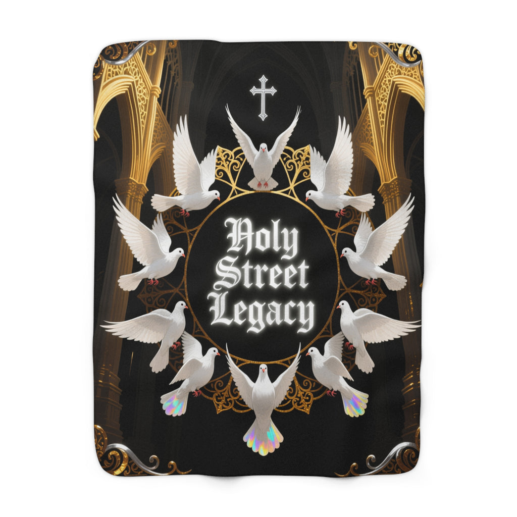 Holy Street Legacy doves Sherpa Blanket | Religious Gothic Church Design