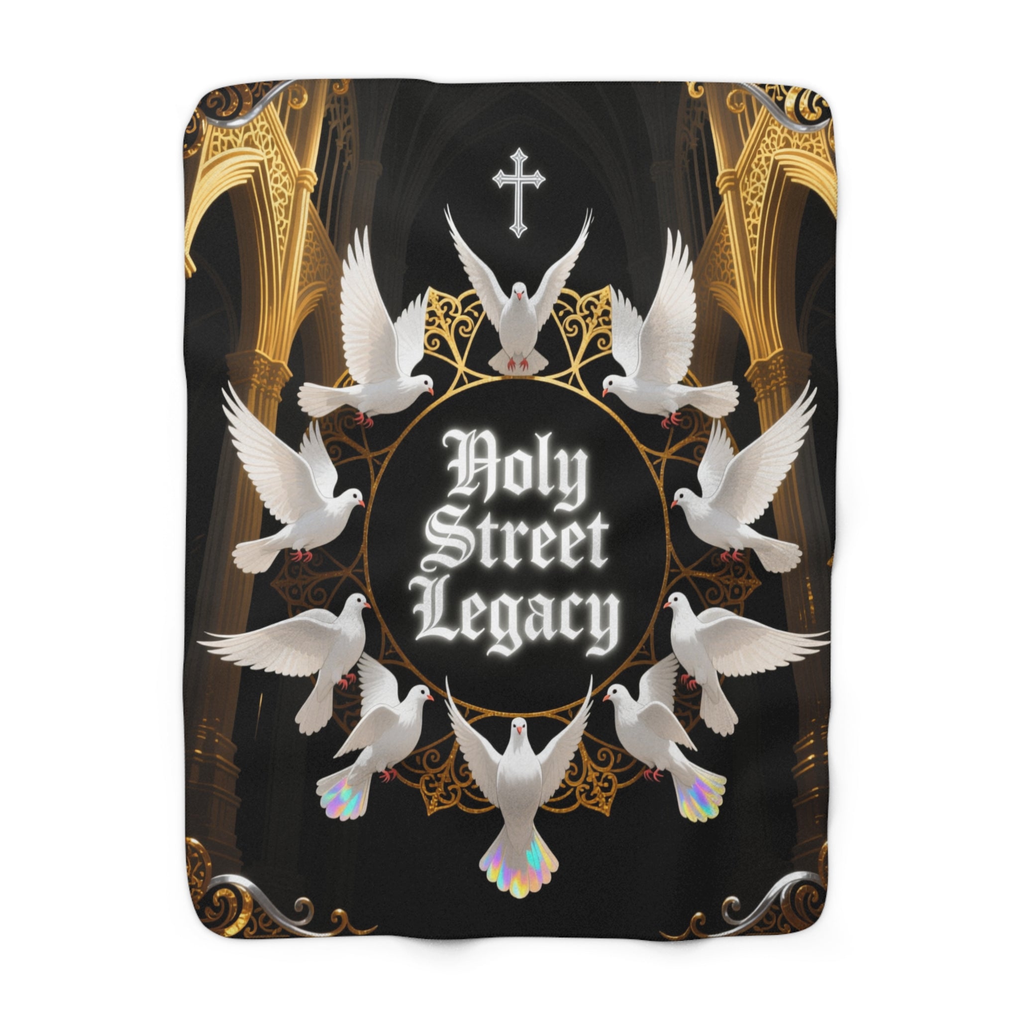 Holy Street Legacy doves Sherpa Blanket | Religious Gothic Church Design