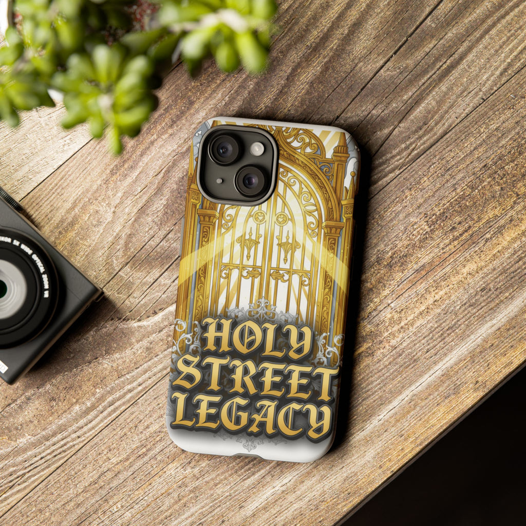 Holy Street Legacy Phone Case | Golden Gate Graphic, Religious Typography