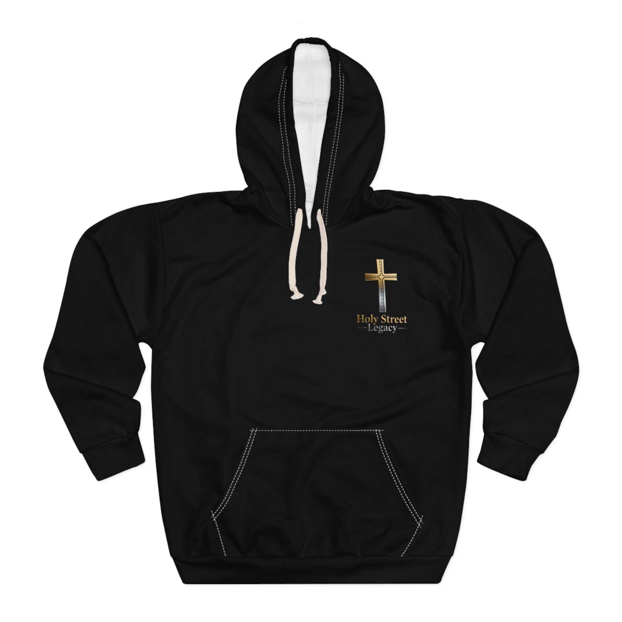Holy Street Legacy Unisex Pullover Hoodie, Faith-Inspired Fashion, Cross Design, Perfect for Gifts, Spiritual Wear, Stylish Everyday Comfort